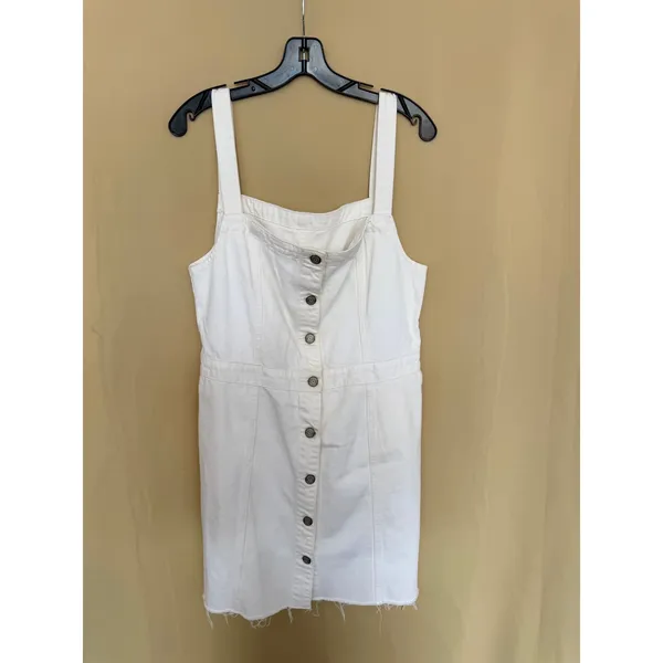 Boyish Denim Dress Women L White Kennedy Vertigo‎ Button Front Mini Raw Hem Eco - Image 4