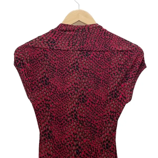 Norma Kamali Dress XS Red Snake Print Shrug Fit Flare Stretch Midi Animal Print - Image 5