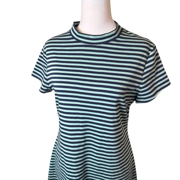 Free People Beach On The Line Ponte Mini Dress Large‎ Navy Mint Striped Casual - Image 5