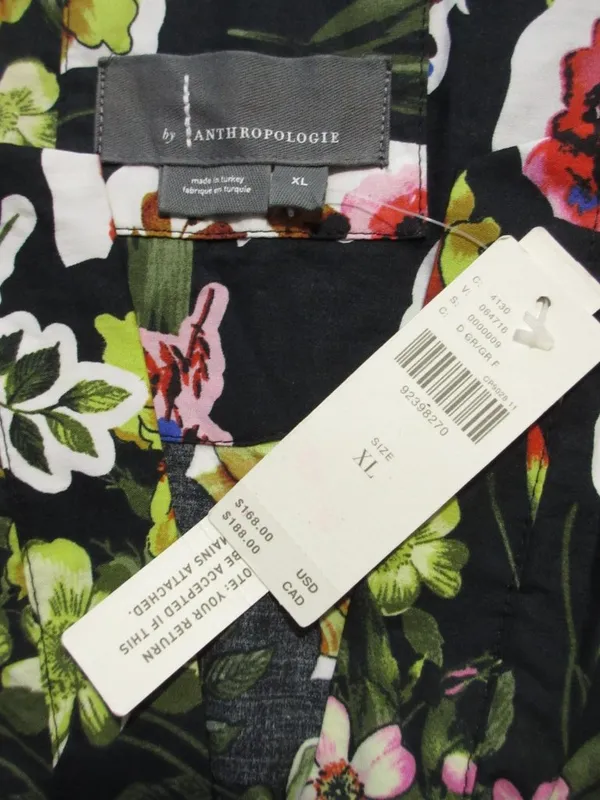 NWT Anthropologie Somerset Maxi in Black Bright Floral Cotton Dress XL - Image 8