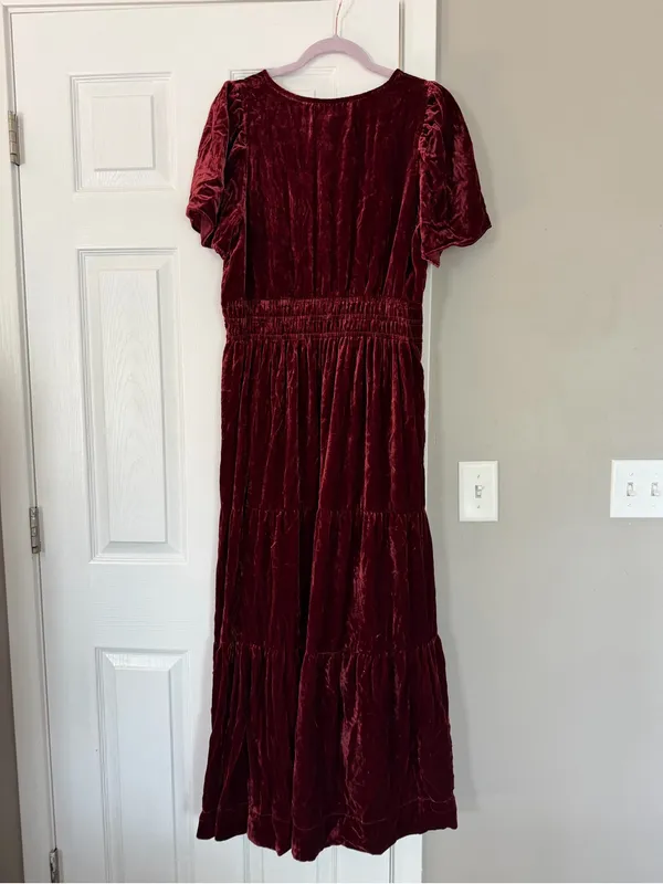Anthropologie Velvet Somerset Burgundy Maxi Dress Autumn Fall - Image 9