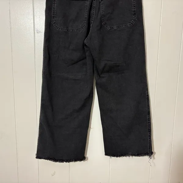 Levi’s Mile High Wide Leg Crop Jeans Black Button Fly Raw Hem High Rise Size 26 - Image 10