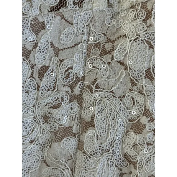 NIGHTWAY Mermaid High-Low Flounce Hem Lace Wedding Dress Ivory Sequin Sz 10 NWT - Image 13