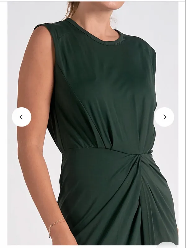 New With Tags Elan Front Slit Dark Green Midi Dress Sz S - Image 4