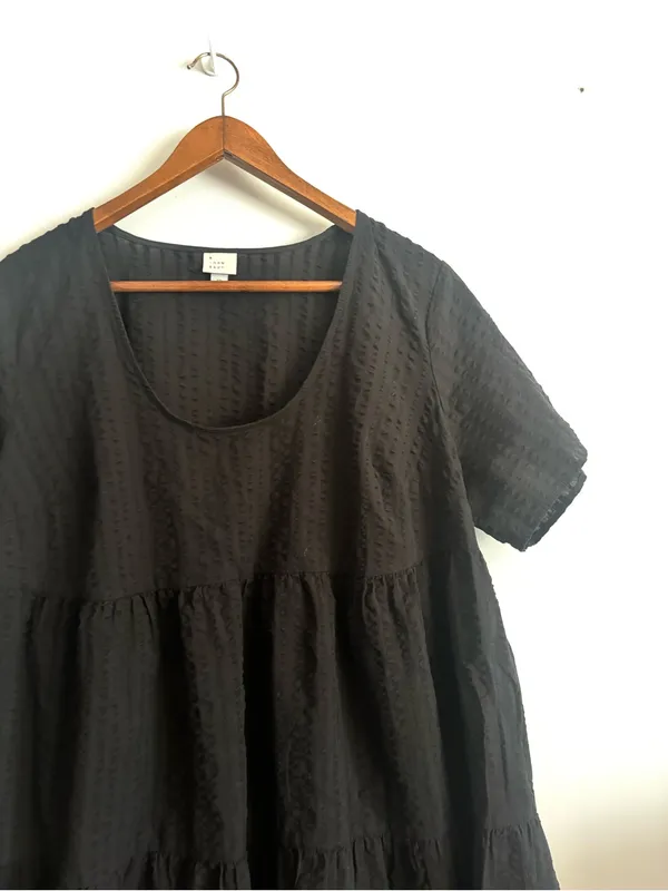 A New Day Women's Black Short Sleeve Tiered Casual Babydoll Dress - Image 4
