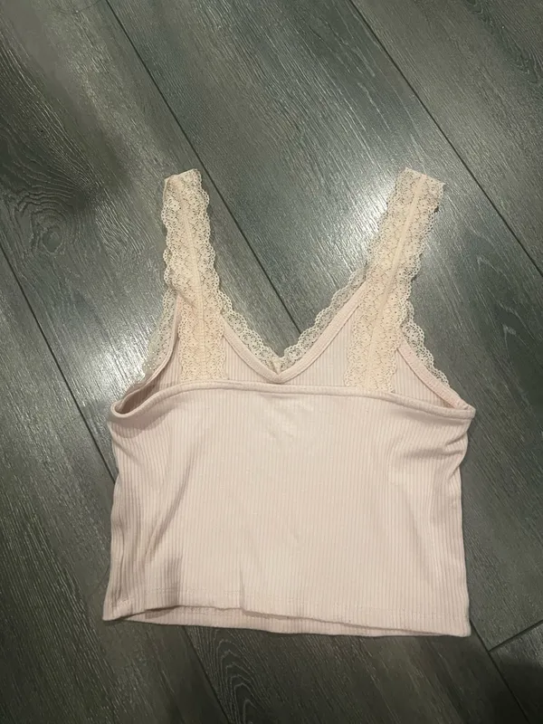 American Eagle Ribbed Pint Tank With Lace Hem - Image 3
