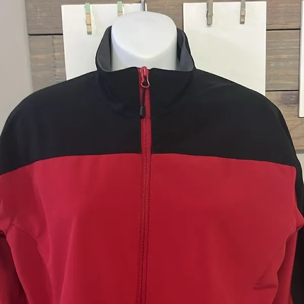 Land’s End Women’s Black Red Gray Zip-up Jacket w/ Mock Neck Pockets-Small (6-8) - Image 3