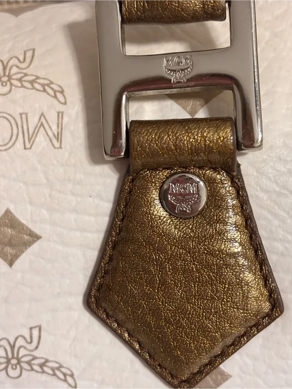 MCM Princess Lion Satchel H0501 White Visetos Bronze Python Trim Satchel - Image 6