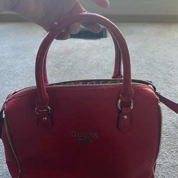 Guess Cherry Red Snake Embossed Satchel Y2K Glam Statement Handbag - Image 5