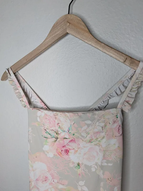Dippin' Daisy's Romantic Floral Print One-Piece Swimsuit Ruffled Straps Medium - Image 2