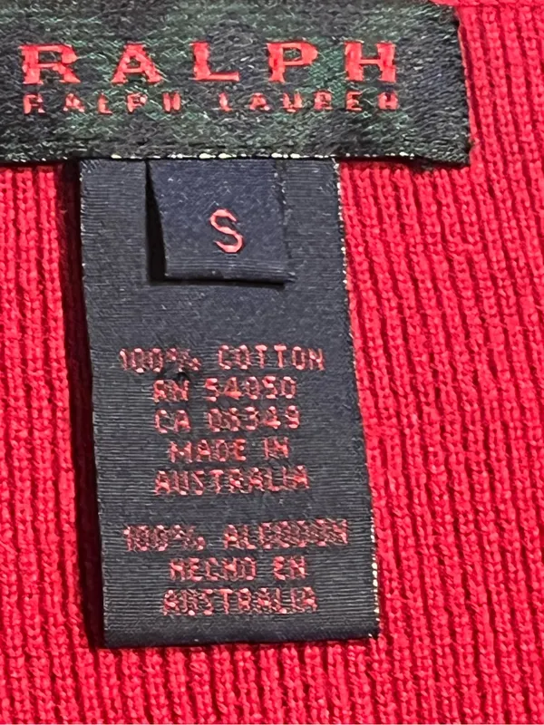 Ralph Lauren 100% cotton red 1/4 zip sweater small VTG Mock-neck knit classic - Image 5