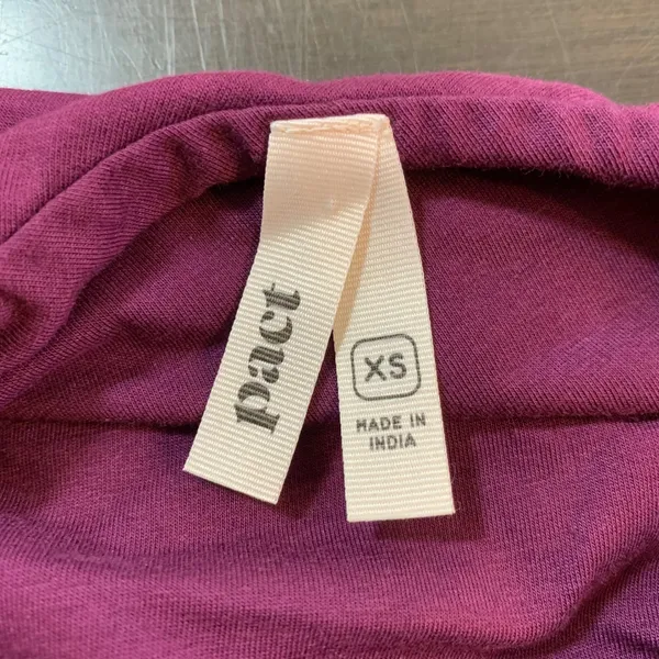 Pact One Shoulder Midi Dress‎ XS Purple Organic Cotton Stretch Long Sleeve - Image 5