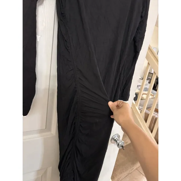 Good American Women Dress Size 7 black Jersey Slinky ruched *flaw see desc* - Image 12