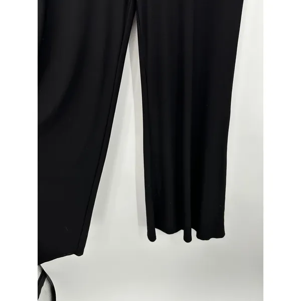 Perseption Black Wide Leg Boho Pants Sz M High Waisted Festival Slinky‎ Stretch - Image 4