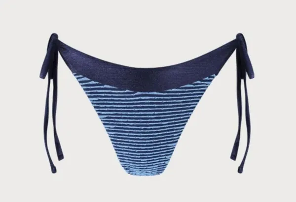 BERLOOK Textured Frill Tie Bikini Bottom ONLY 50 Blue Size M - Image 8