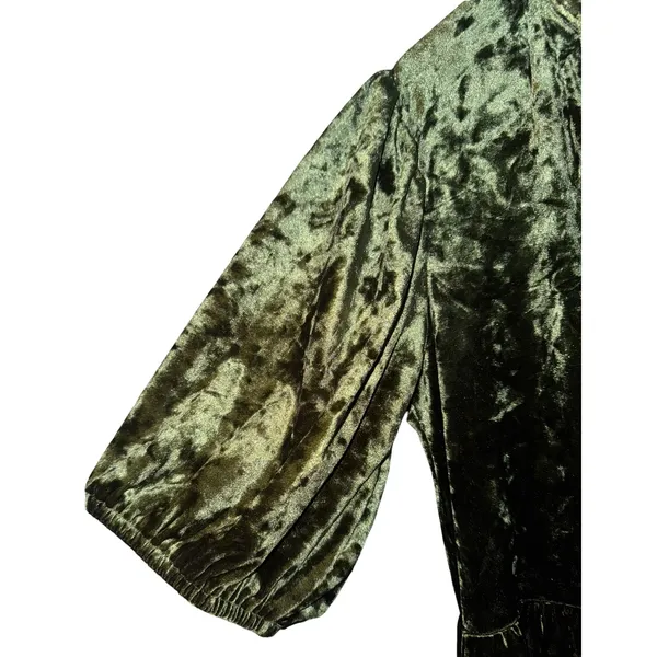 Chrysanthemum Velvet Tiered Puff Sleeve Mini Dress Small Fall Christmas‎ Holiday - Image 3