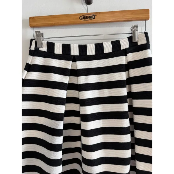 Boden Striped Skirt Woman's Black White Cotton Preppy Minimalist Pockets Size 12 - Image 10