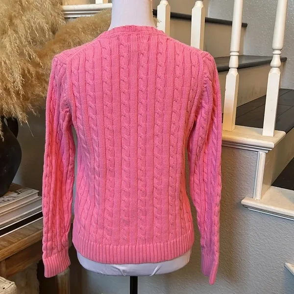 L.L. Bean Iced Rose Crewneck Cable Knitted Long Sleeve Sweater Size Small - Image 4