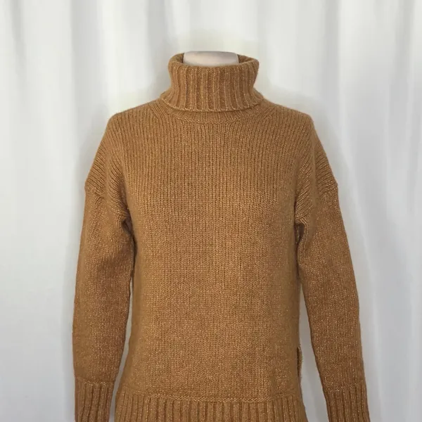 EVERLANE The Cloud Turtleneck Sweater Wool Alpaca‎ Heathered Chai Small - Image 3