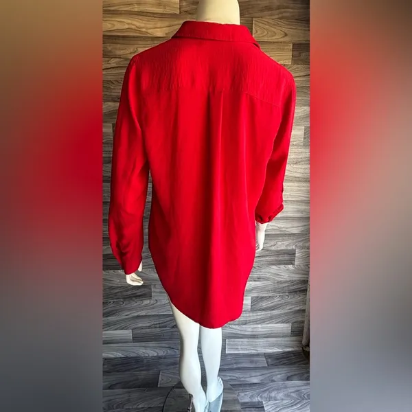 New Directions Red Relaxed Button Down Shirt Size L - Image 3