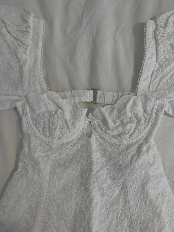 For Love & Lemons White Puff Sleeve Mini Dress - Image 2