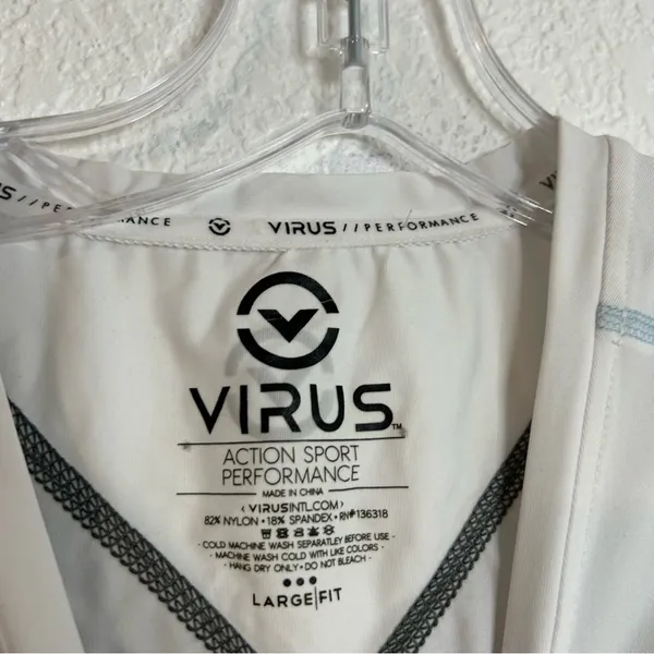 VIRUS Athletic Long-Sleeve X- Form Compression Top Womens Size Large White Black - Image 5