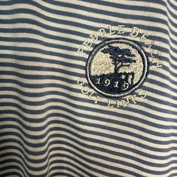 Callaway Pebble Beach men’s size XL striped golf shirt, muted green/blue, good condition - Image 2