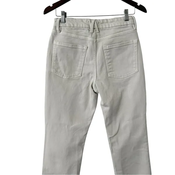 GOOD AMERICAN Classic Bone Straight Cotton High Rise Jeans Pants - Image 6