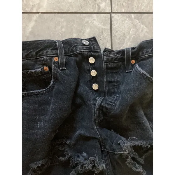 Levi's 501 Black Denim Distressed Cutoff Shorts Women's Size W27 - Image 2