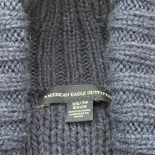 American Eagle Blue and White Holiday Cardigan - Image 5