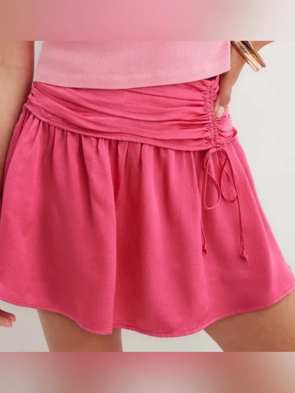 NEW Aerie Uptown Smocked Waist Coquette Preppy Vacation Resortwear Mini Skirt XS - Image 2
