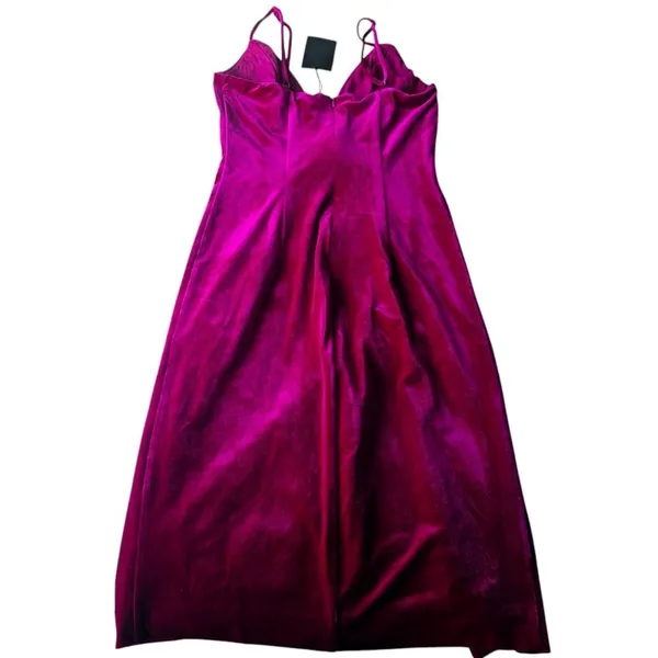 NBD‎ NWT Revolve - Shana Dress Magenta Velvet Low Cut Side Slit Women's Small - Image 5