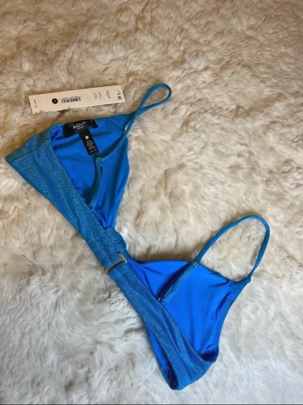 Aqua Shimmer Blue Bikini Top - Image 5