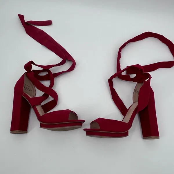 Lulu's Bold Red Strappy Heels - Image 6