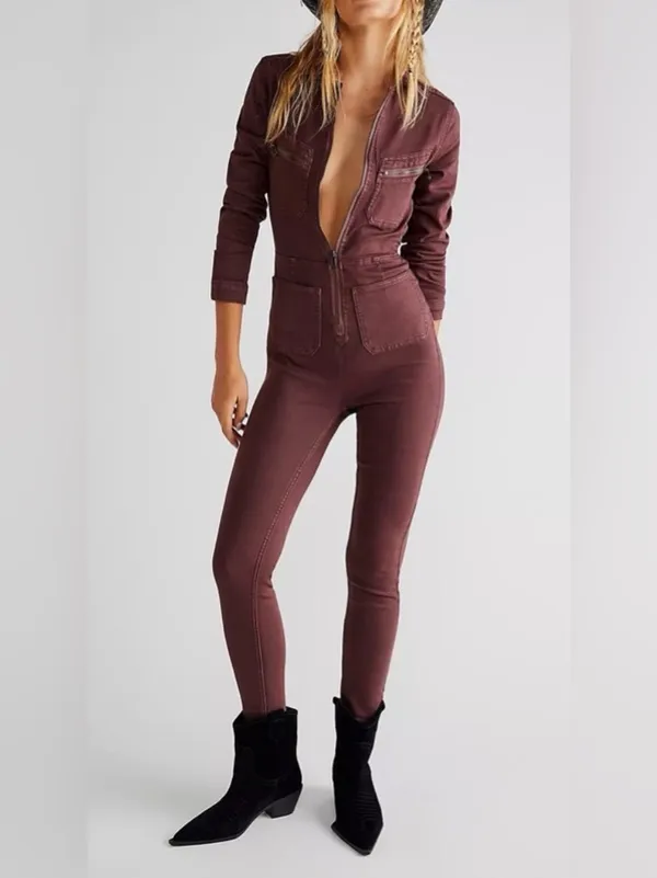 NWT Free People Lennox Jumpsuit in Bitter Barks sz S - Image 6
