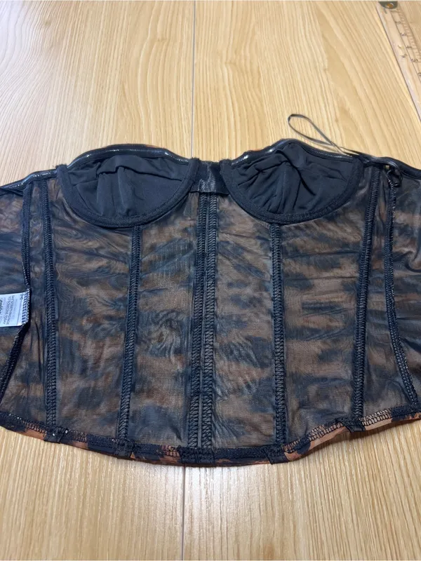 Edikted Lennox Leopard Print Mesh Corset Bustier Top XS NWT - Image 8