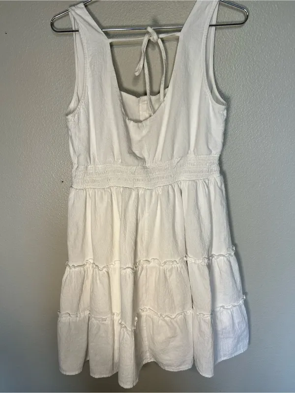 White Tiered Sleeveless Rush Summer Dress - Image 3