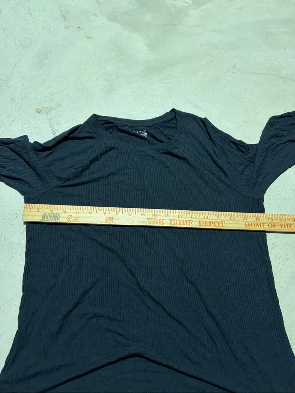 Aerie offline Black Long-Sleeve Ribbed Crewneck Shirt medium - Image 4