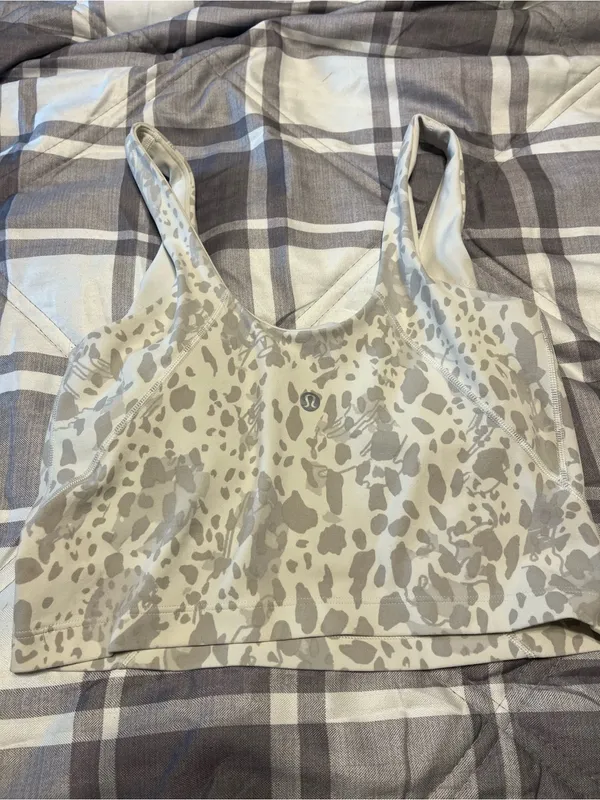 lululemon athletica align Neutral Gray & Cream Animal Print Crop Top - Image 2