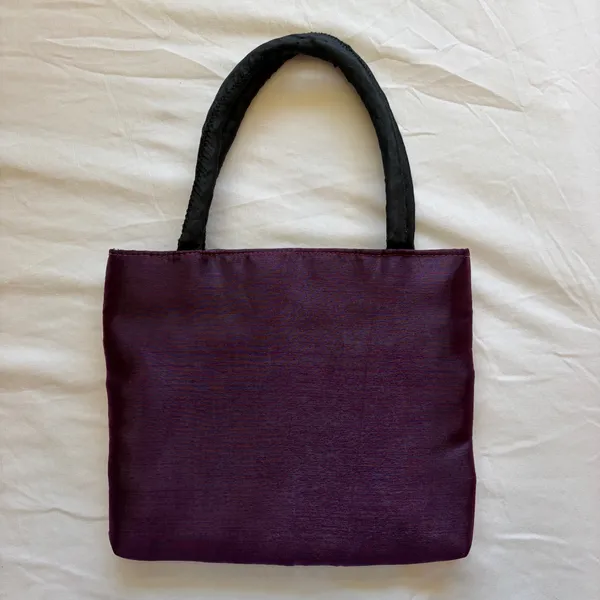 Purple floral embroidered mini tote bag - Image 3