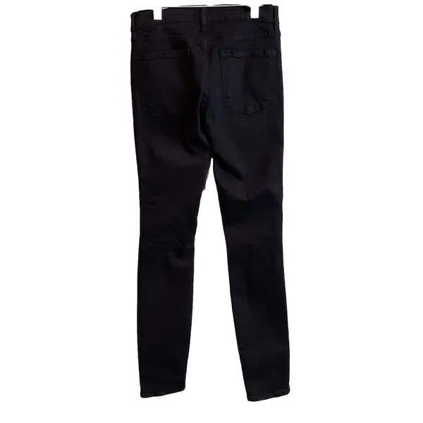 FRAME Womens 26 Le Skinny de‎ Jeanne Jeans Black Distressed Ripped Film Noir - Image 2