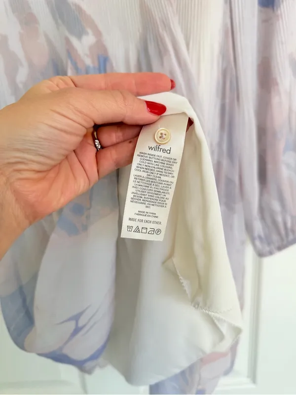 Aritzia Wilfred Daydreamer Pastel Flowy Mini Dress Long Sleeve Size S Lavender - Image 4
