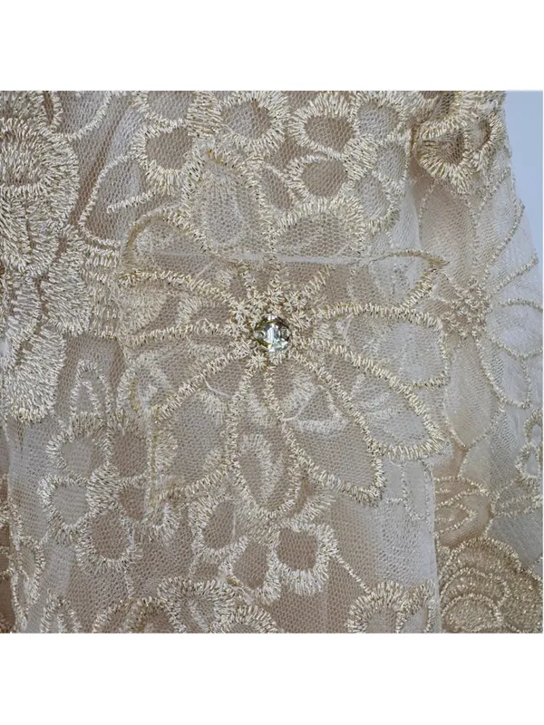 Gold Convertible Formal Dress Chi Chi London Applique Rose Floral Rhinestones 6 - Image 5
