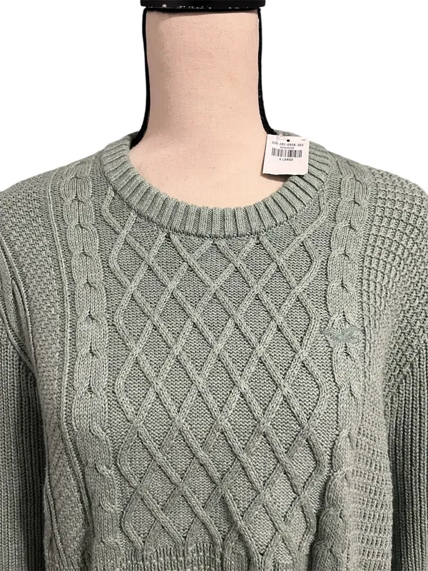 Hollister NEW Women's Green Cable Knit Crewneck Sweater Sz XL Fisherman Classic - Image 2