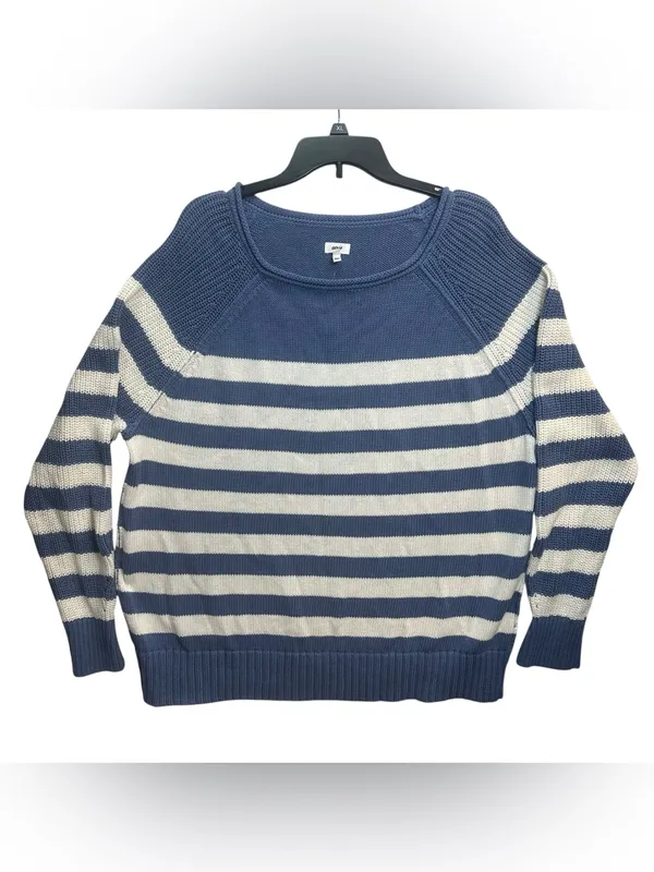 Aerie Women’s M Blue White Striped Knit Sweater Coastal Nautical NWT - Image 3