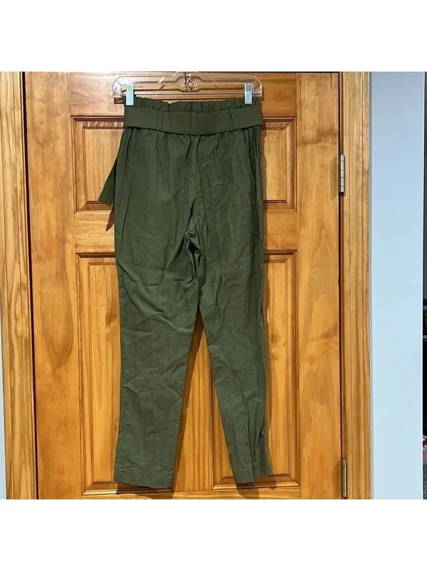 HAVE Los Angeles Green Linen Belted Pants - Image 3