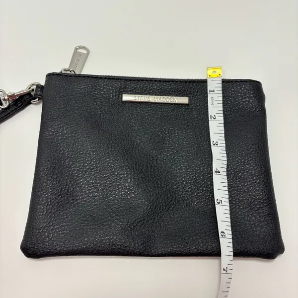 Steve Madden Wristlet Black Pebbled Leather with‎ Strap - Image 8
