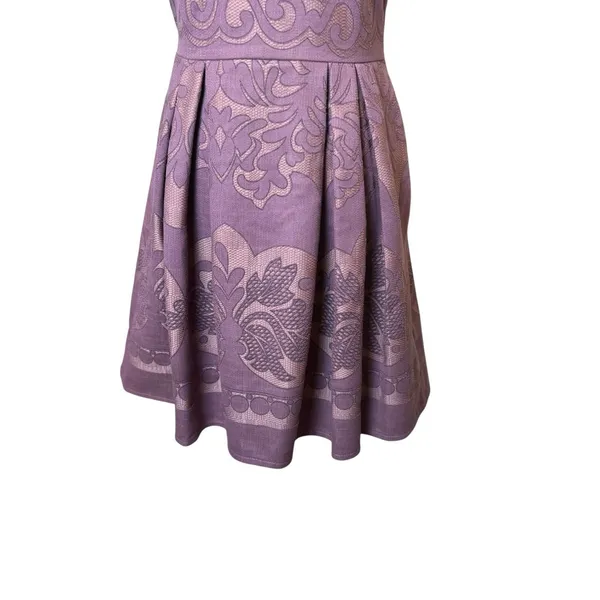 Altar'd State Purple Fit and Flare Dress Medium Lace Print Party Cocktail Easter - Image 3