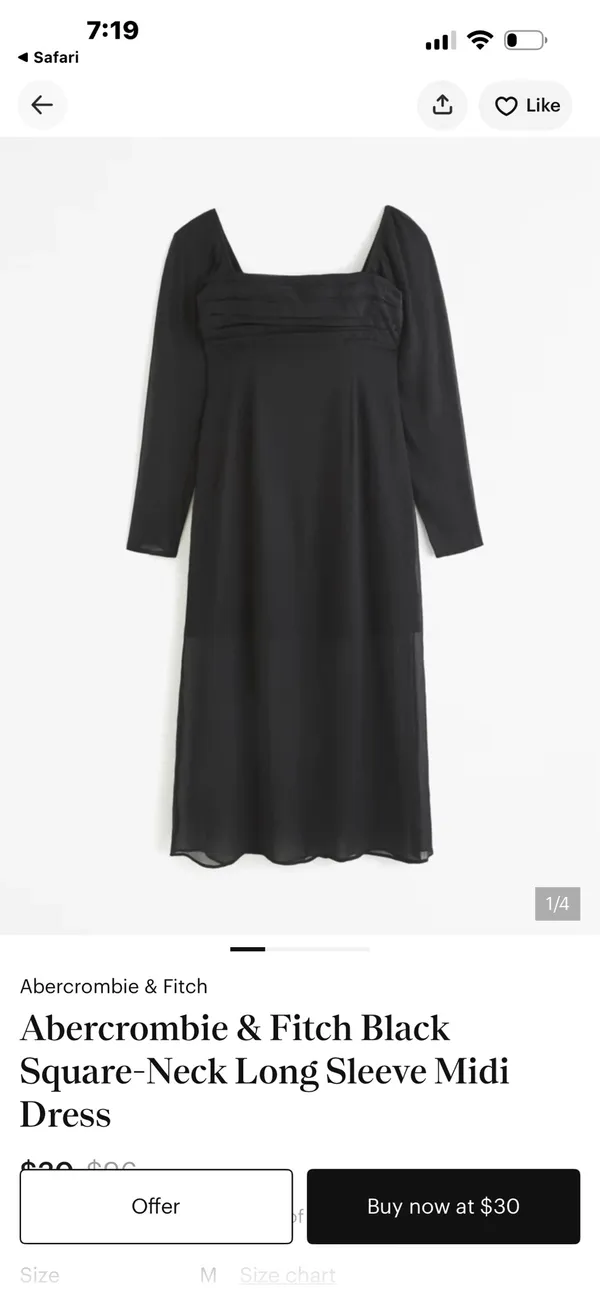 Abercrombie Black Midi Dress - Image 3