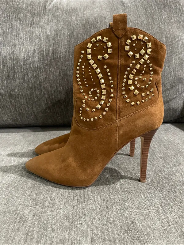 Michael Kors Reena Studded Caramel Ankle Boots Size 8 - Image 7